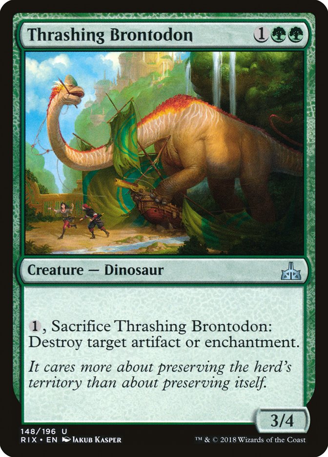 Thrashing Brontodon [Rivals of Ixalan] - Devastation Store | Devastation Store